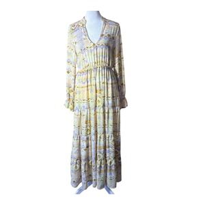 Shyanne Maxi Dress‎ Womens XS Multicolor Excellent Southwestern Tiered V-Neck